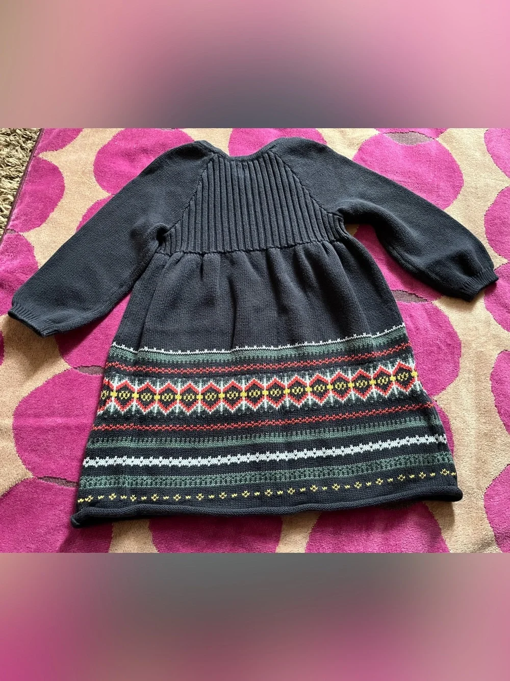 NWOT Tea Collection Fair Isle Sweater Dress in Indigo Navy